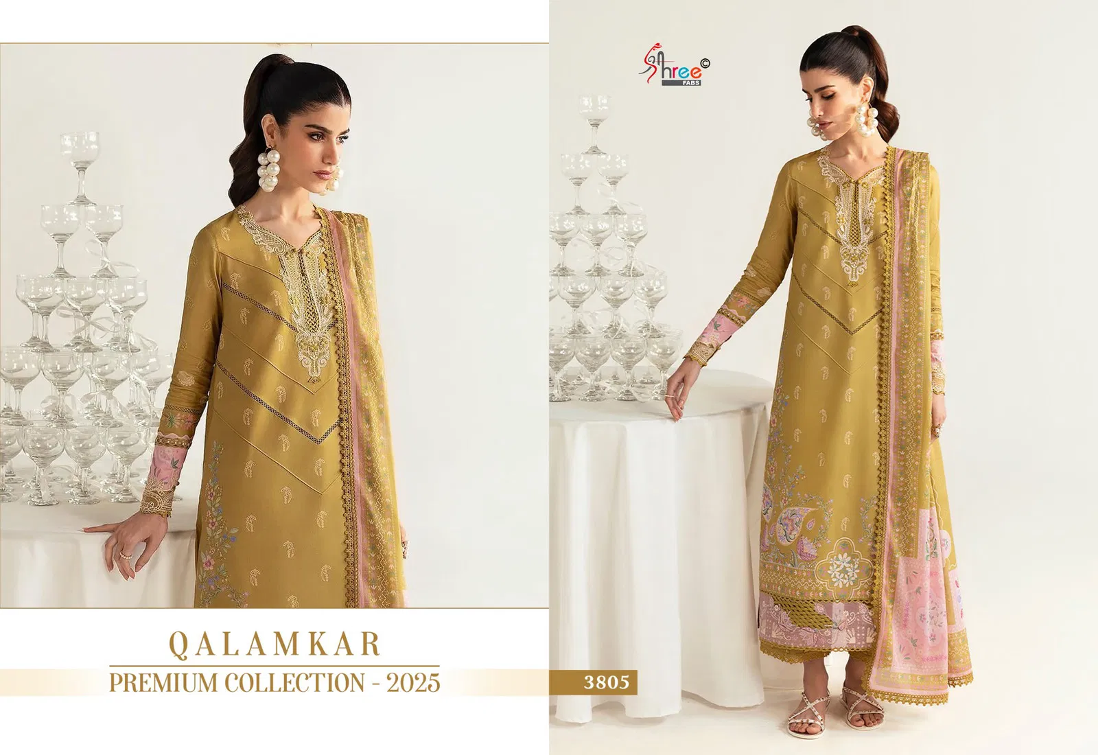 Qalamkar Premiun by Shree Collection 2025 Chiffon Dupatta Pakistani